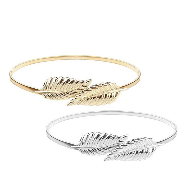 Ženski ljetni remen oko struka Zlatni i srebrni dizajn europske marke Luksuzni elastični lančić od javorovog lista za žene Vijčana brava bg-042