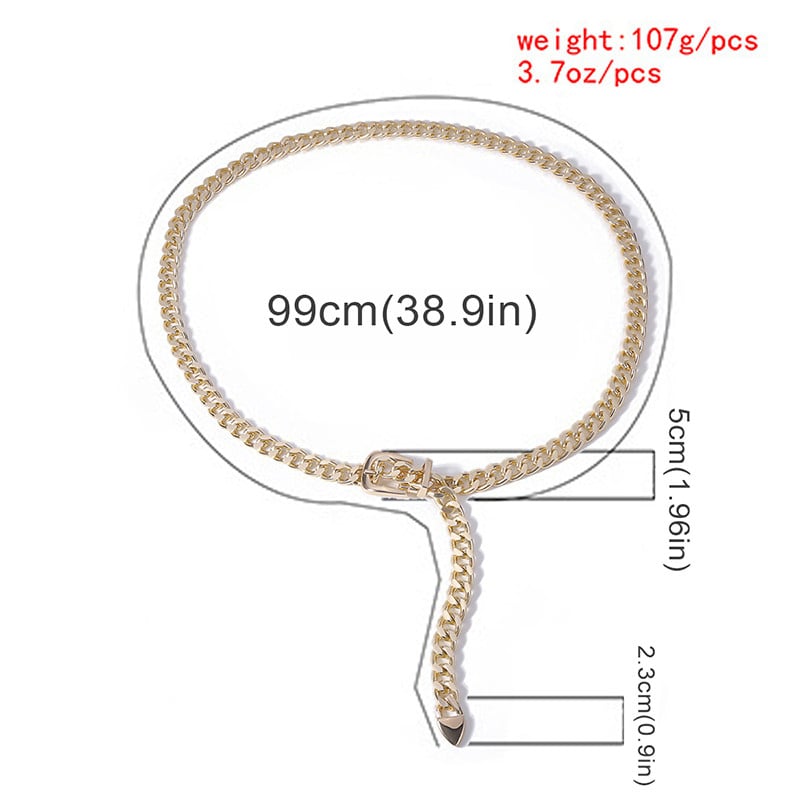Női deréklánc öv Arany Ezüst Fém Egyszerű Övek Női Ruha Farmer Kiegészítők Punk Láncöv
