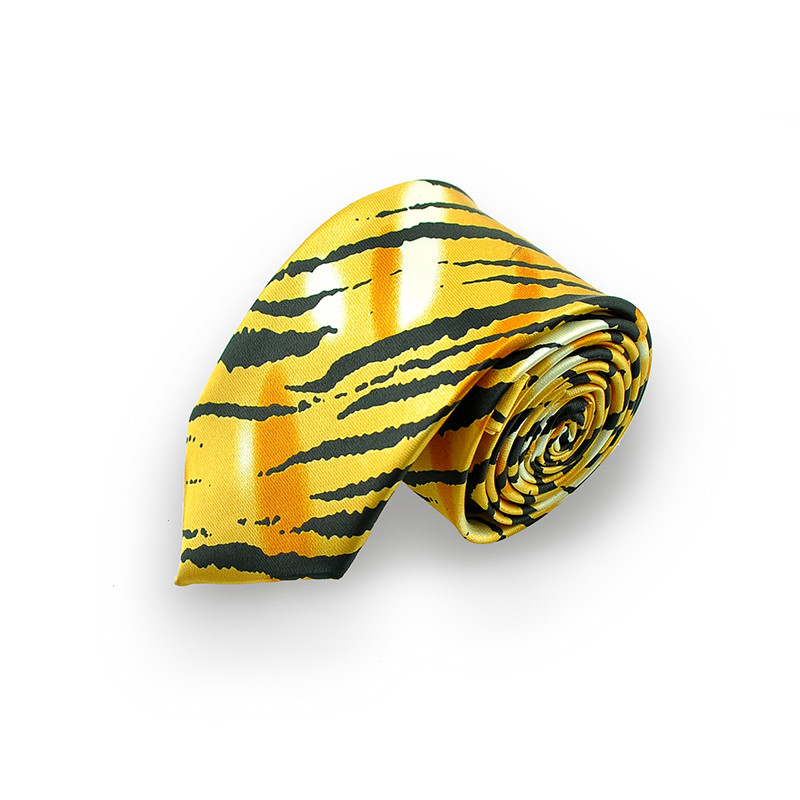 Meeste Lipsud 5 cm/2-tollised kaelasidemed Mehed Naised Kõhna polüestrist sebratriibuline kollane peokingitus Pulmasärk Cravat Design