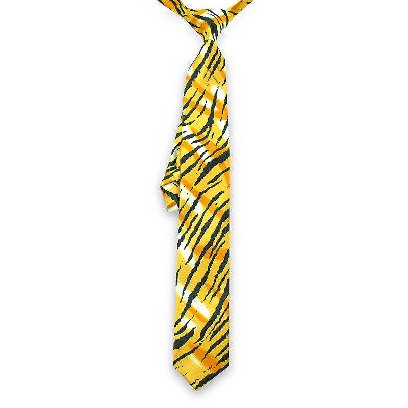 Meeste Lipsud 5 cm/2-tollised kaelasidemed Mehed Naised Kõhna polüestrist sebratriibuline kollane peokingitus Pulmasärk Cravat Design