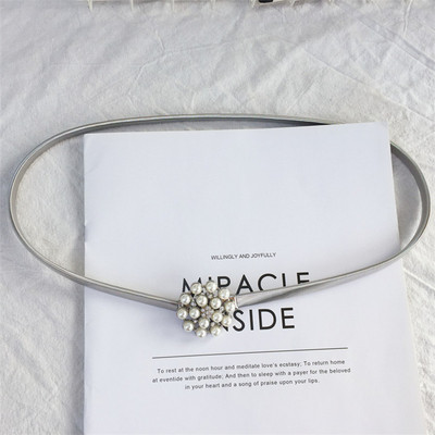 Ženski modni metalni elastični remen Neporozan Simplicity Mitation Pearl Button Remen Višeslojna košulja Dodatni pojas