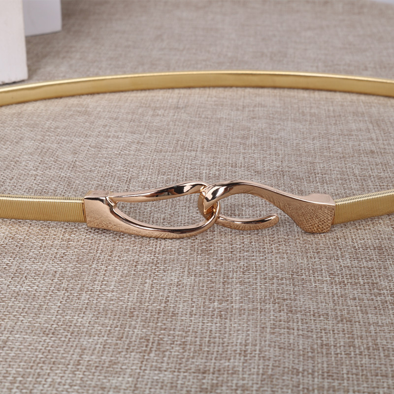 Ženski modni metalni elastični remen Neporozan Simplicity Mitation Pearl Button Remen Višeslojna košulja Dodatni pojas