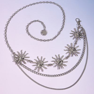 Novi unikatni metalni remen s lancem za sunce Ženski modni mjesečev zlatno-srebrni punk remeni Ženski jeans haljina Pojas 2023.