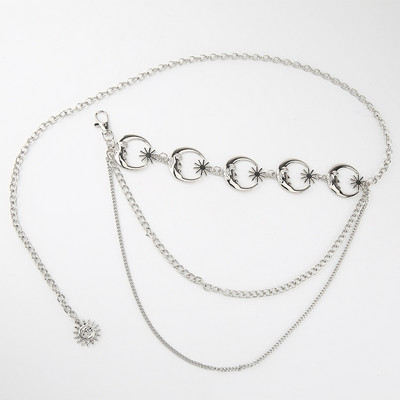 Novi unikatni metalni remen s lancem za sunce Ženski modni mjesečev zlatno-srebrni punk remeni Ženski jeans haljina Pojas 2023.