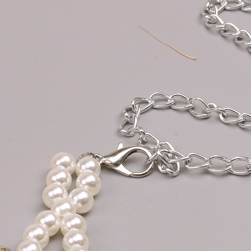 Moda femei elegante Curele din perle imitate Curele cu lanț din aliaj Lanț din perle imitație alb negru Accesorii pentru îmbrăcăminte pentru femei