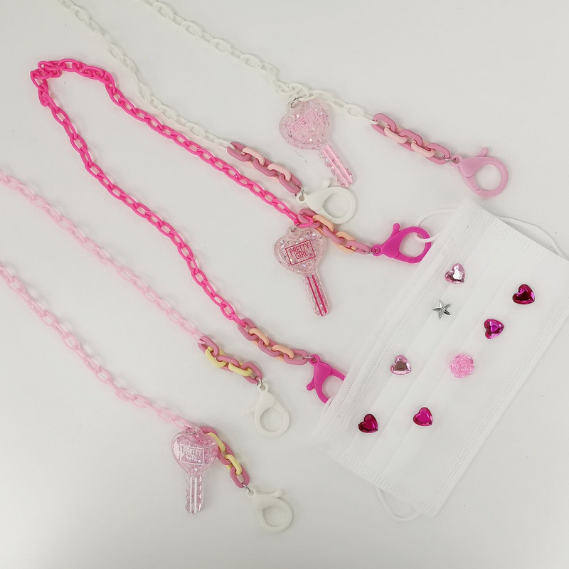 Japan i Južna Koreja Kreativni akrilni lanac u boji Macaron, privjesak za ključeve, maska, lančić za naočale