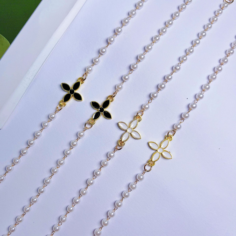 Mados gėlių perlų karoliukais akinių grandinėlė Moteriški akiniai nuo saulės Kaukės dirželio laikiklis dirželis karoliai Akiniai Kaklo papuošalai korėjiečių