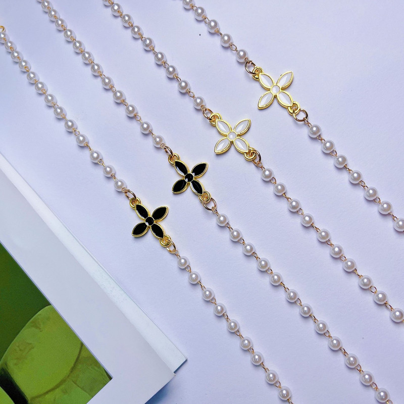 Mados gėlių perlų karoliukais akinių grandinėlė Moteriški akiniai nuo saulės Kaukės dirželio laikiklis dirželis karoliai Akiniai Kaklo papuošalai korėjiečių