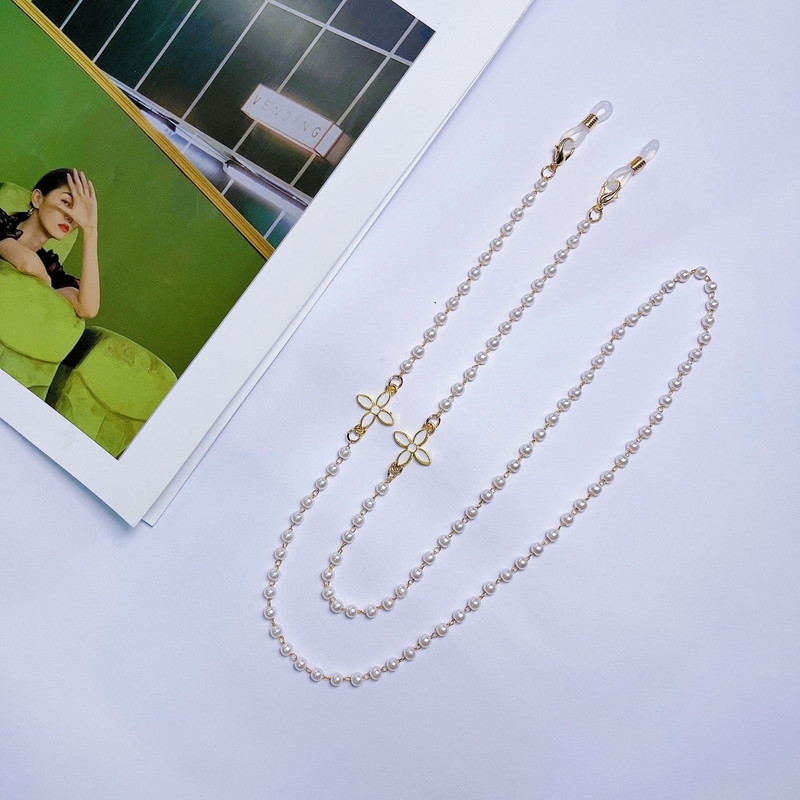 Mados gėlių perlų karoliukais akinių grandinėlė Moteriški akiniai nuo saulės Kaukės dirželio laikiklis dirželis karoliai Akiniai Kaklo papuošalai korėjiečių