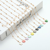 HIBODY Ljeto 2023., nova moda, lanac za naočale s perlama s leptirima, lanac za ženske šarene maske s leptirima, 70 cm duljine