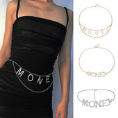 Q αλυσίδα μόδας στρας γράμμα μέσης αλυσίδα κρύσταλλο MONEY γράμμα αλυσίδα κοιλιά Γυναικεία ζώνη μέσης ζώνη Δώρο κοσμήματα σώματος