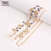 80cm zlatne naočale maska lanac ogrlice dupin perle kristalni privjesak sunčane naočale lančići držač protuklizni viseći remen maske oko vrata