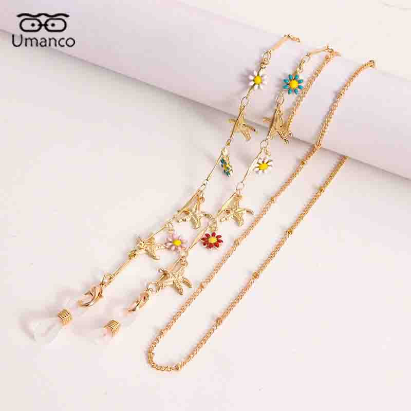 80cm zlatne naočale maska lanac ogrlice dupin perle kristalni privjesak sunčane naočale lančići držač protuklizni viseći remen maske oko vrata