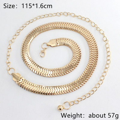 Ženski modni remen Visoki struk oko bokova Zlatno srebrni Uzak metalni lanac Zdepaste rese Metalna kuka Lanac od perli oko struka