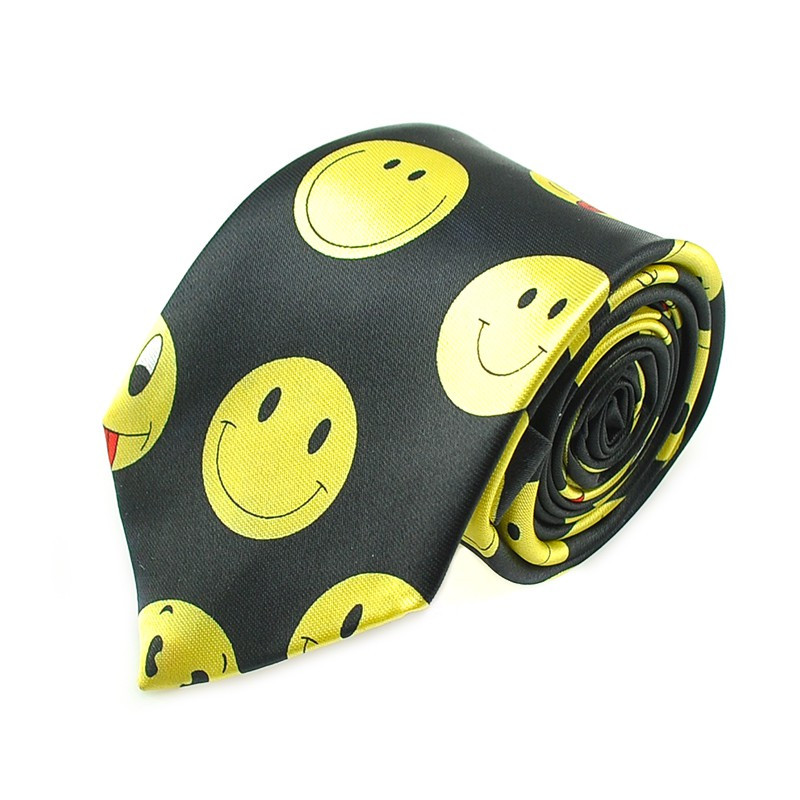 Noutate Smile Face 5cm/2inch lățime 2 cravate de petrecere cu expresie la modă pentru bărbați țesute poliester cravate clasice pentru gât