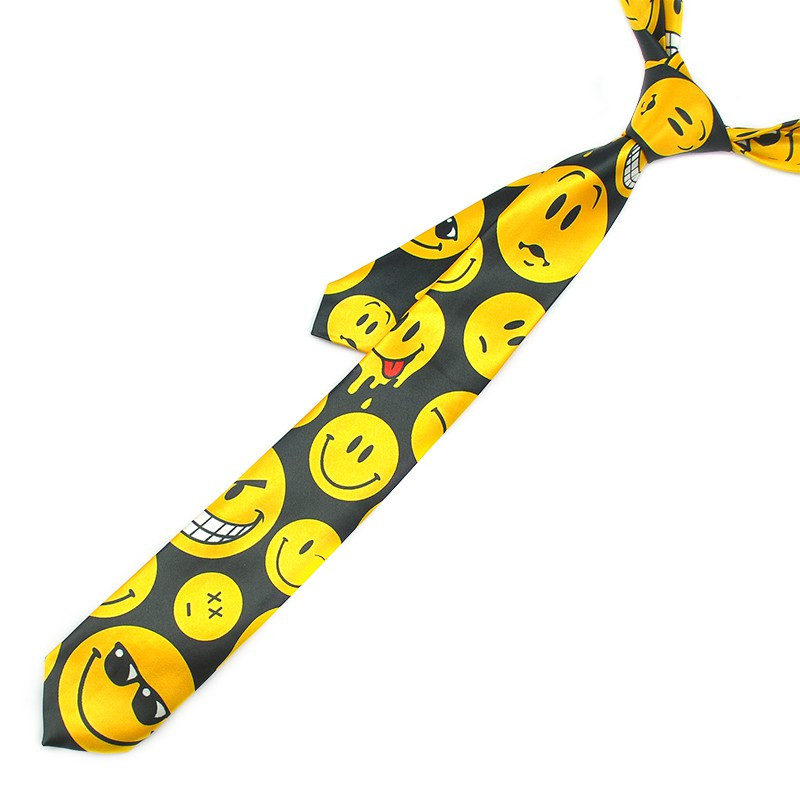 Noutate Smile Face 5cm/2inch lățime 2 cravate de petrecere cu expresie la modă pentru bărbați țesute poliester cravate clasice pentru gât