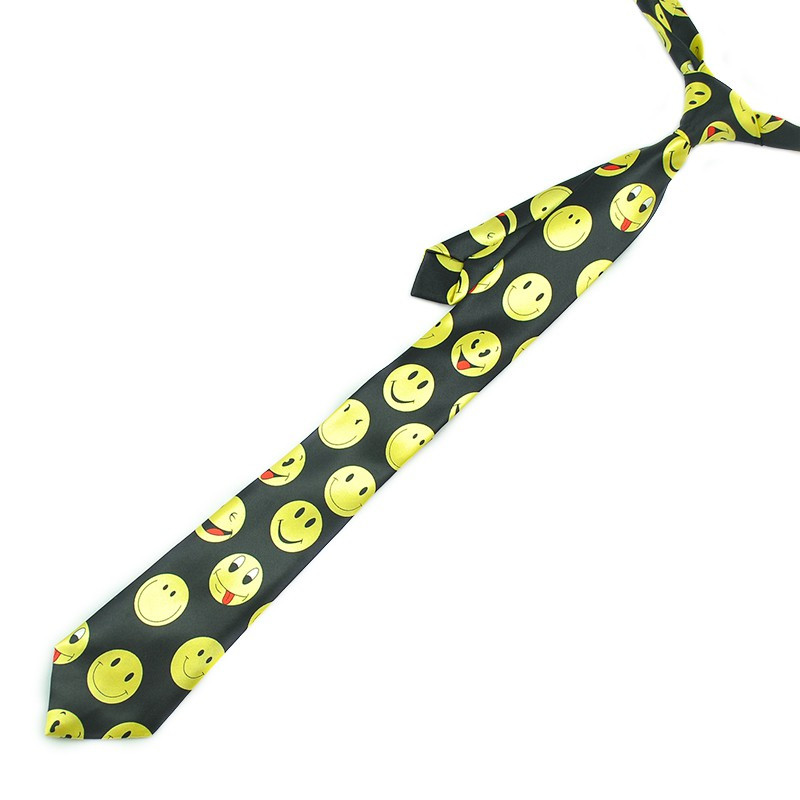 Noutate Smile Face 5cm/2inch lățime 2 cravate de petrecere cu expresie la modă pentru bărbați țesute poliester cravate clasice pentru gât