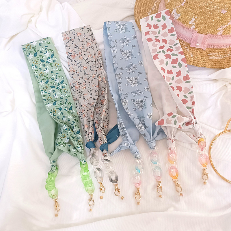 Lanț de ochelari de eșarfă colorată Boemia pentru femei, cu flori de vară, cu puncte, pentru ochelari de soare, șnur, accesorii de bijuterii de modă