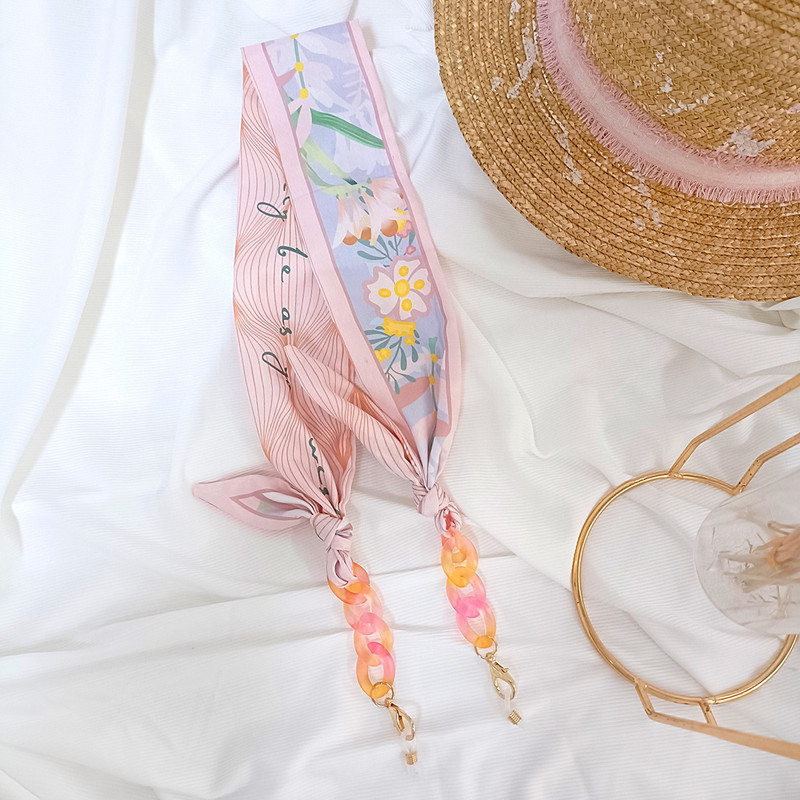 Lanț de ochelari de eșarfă colorată Boemia pentru femei, cu flori de vară, cu puncte, pentru ochelari de soare, șnur, accesorii de bijuterii de modă