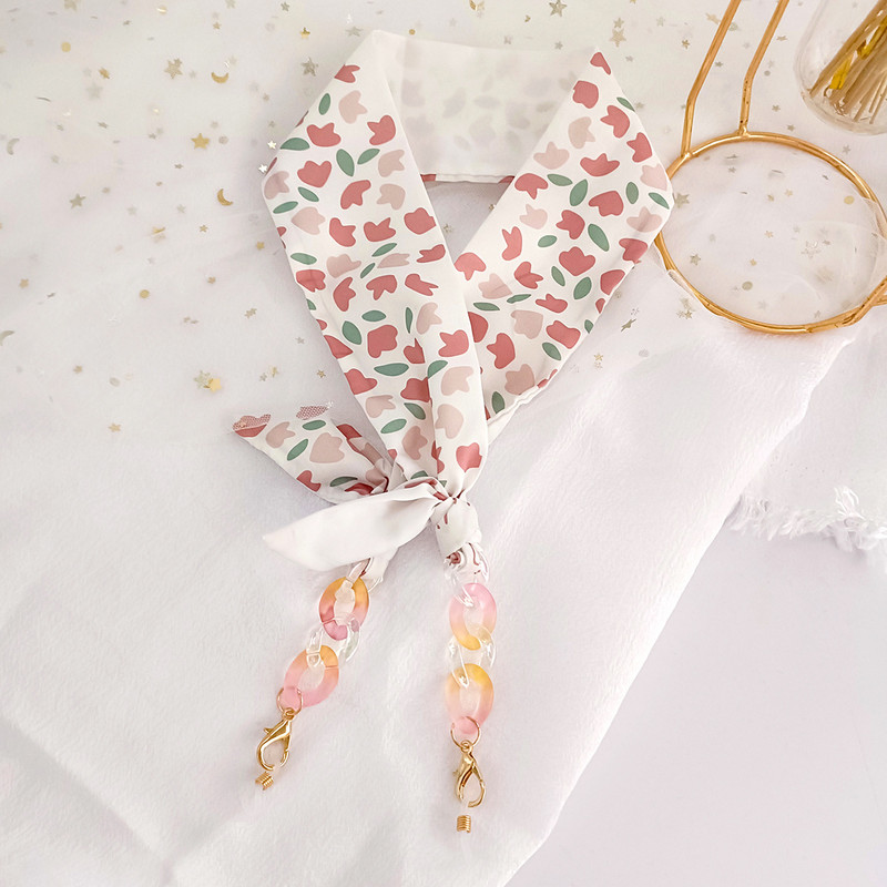 Lanț de ochelari de eșarfă colorată Boemia pentru femei, cu flori de vară, cu puncte, pentru ochelari de soare, șnur, accesorii de bijuterii de modă