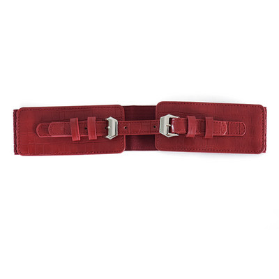 2023 Cureaua de dama din piele PU model crocodil catarama dubla catarama cu catarama elastica centura larga corset cu camasa costum haina moda