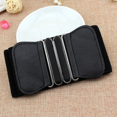 Női dupla ovális csatos derékpánt rugalmas öv női fekete sztreccs pántos ruha kabát ruházati kiegészítők