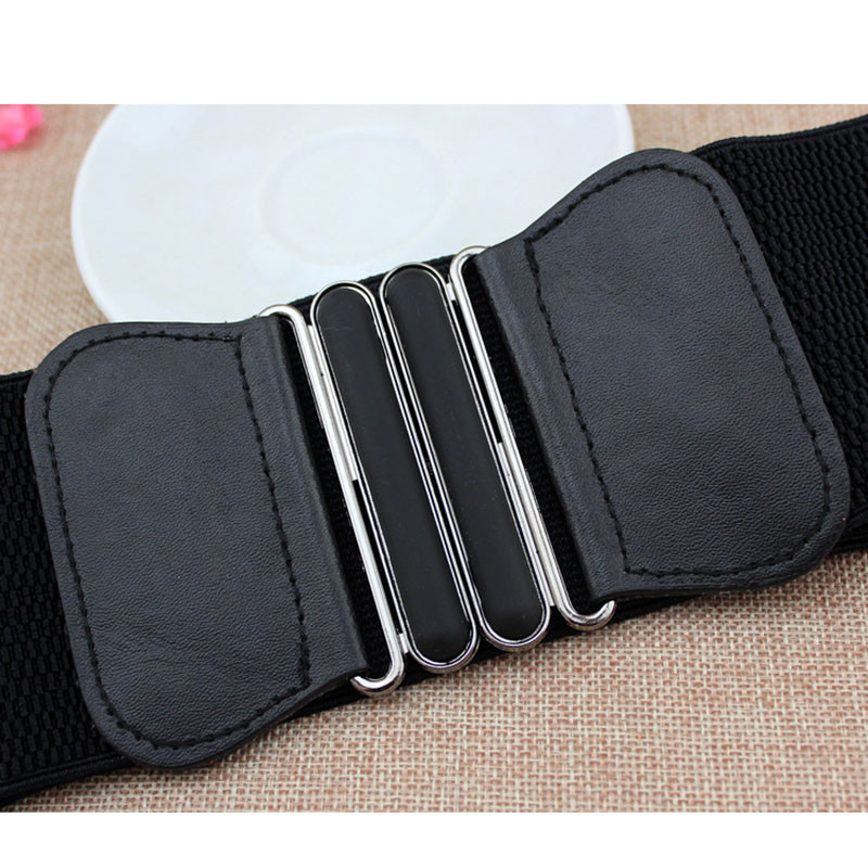 Női dupla ovális csatos derékpánt rugalmas öv női fekete sztreccs pántos ruha kabát ruházati kiegészítők