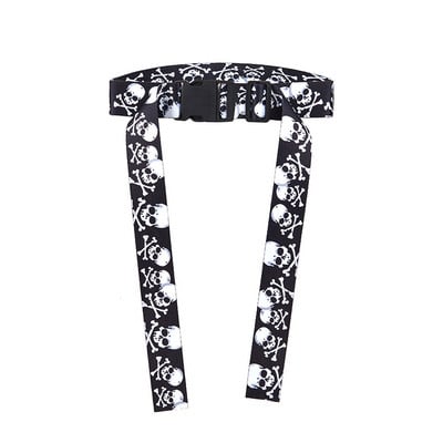 Curea de modă cu craniu pentru femei, la modă, hip hop, punk, accesorii pentru blugi, inel dublu, cataramă D, centură de pânză pentru femei