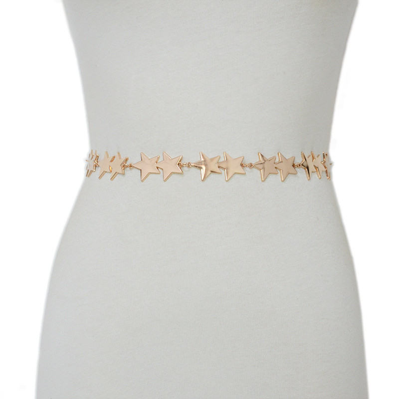 Moda 2023 pentru femeie, metal, stea cu cinci colțuri, fustă în talie, haină, pulover, decorare pentru costum, curele aurii, argintii, pentru femei de lux