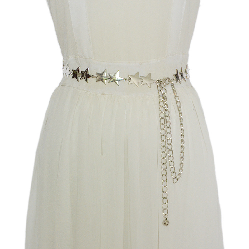 Moda 2023 pentru femeie, metal, stea cu cinci colțuri, fustă în talie, haină, pulover, decorare pentru costum, curele aurii, argintii, pentru femei de lux