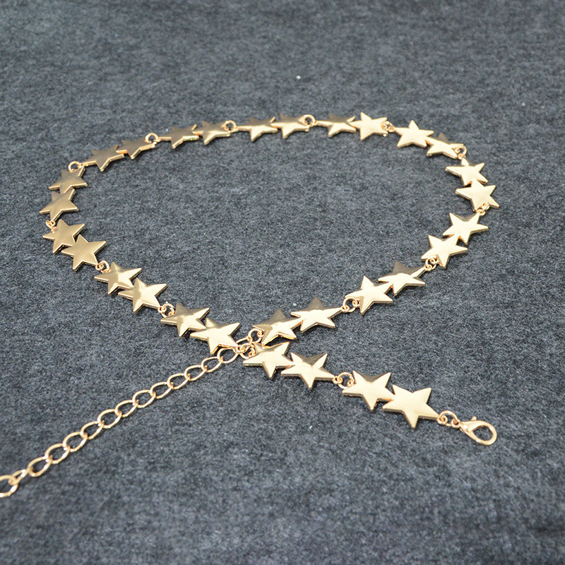 Moda 2023 pentru femeie, metal, stea cu cinci colțuri, fustă în talie, haină, pulover, decorare pentru costum, curele aurii, argintii, pentru femei de lux