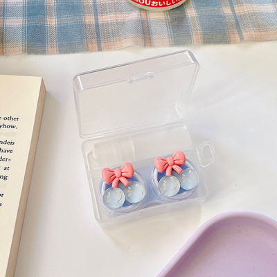 Θήκη φακών επαφής Crystal Cherry Γυναικείες Υπέροχες έγχρωμοι φακοί κινουμένων σχεδίων Δοχείο Κουτί αποθήκευσης φακών ομορφιάς Σετ ταξιδιού Δώρο κορίτσι