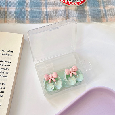 Θήκη φακών επαφής Crystal Cherry Γυναικείες Υπέροχες έγχρωμοι φακοί κινουμένων σχεδίων Δοχείο Κουτί αποθήκευσης φακών ομορφιάς Σετ ταξιδιού Δώρο κορίτσι