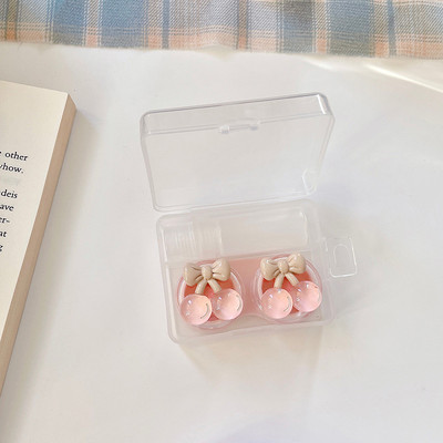 Θήκη φακών επαφής Crystal Cherry Γυναικείες Υπέροχες έγχρωμοι φακοί κινουμένων σχεδίων Δοχείο Κουτί αποθήκευσης φακών ομορφιάς Σετ ταξιδιού Δώρο κορίτσι