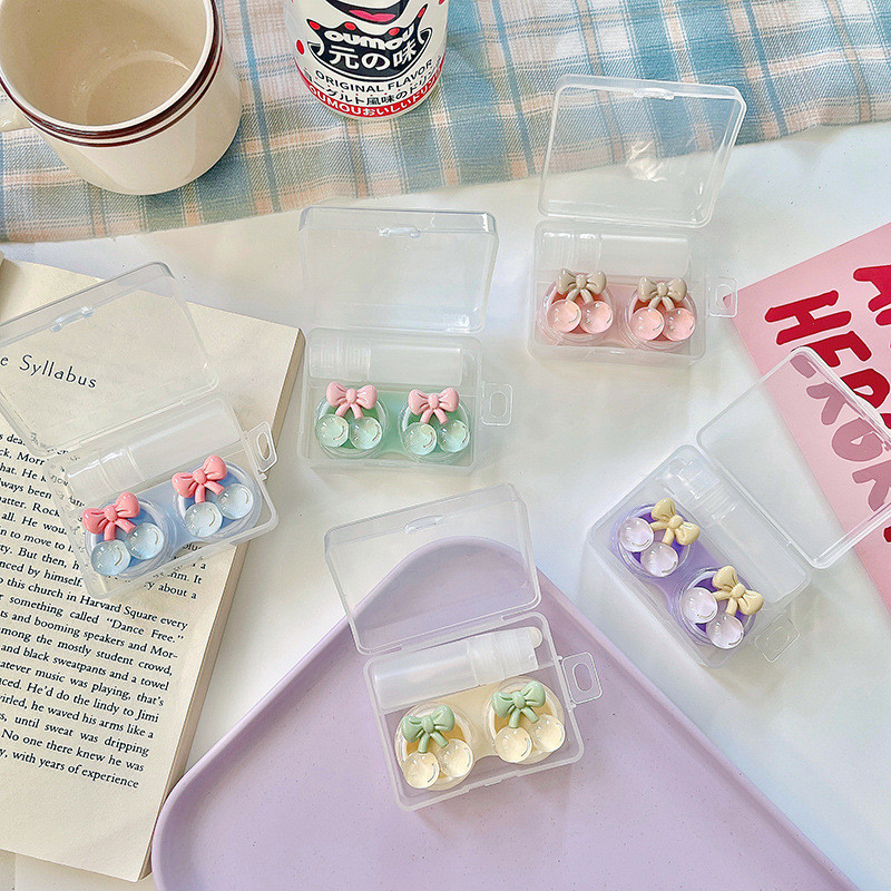 Θήκη φακών επαφής Crystal Cherry Γυναικείες Υπέροχες έγχρωμοι φακοί κινουμένων σχεδίων Δοχείο Κουτί αποθήκευσης φακών ομορφιάς Σετ ταξιδιού Δώρο κορίτσι