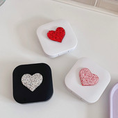 Glitter Heart Square Style Naiste kosmeetika kontaktläätsede ümbris Kontaktläätsede karp silmade hooldamiseks Reisikomplekti hoidik