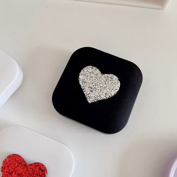 Θήκη φακών επαφής Glitter Heart Square Γυναικεία καλλυντικά Κουτί φακών επαφής για περιποίηση ματιών Δοχείο θήκης κιτ ταξιδιού
