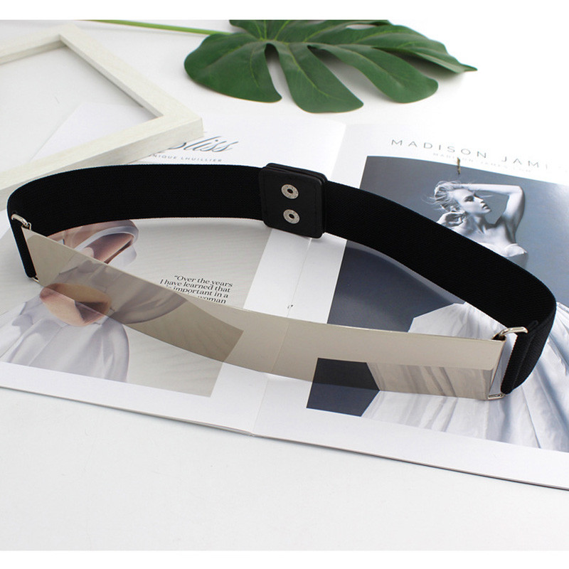 Banda de paiete pentru femeie, centură de talie cu talie lată, curea elastică elastică pentru femei, foi de fier metalic, brâu, rochie, accesorii pentru îmbrăcăminte