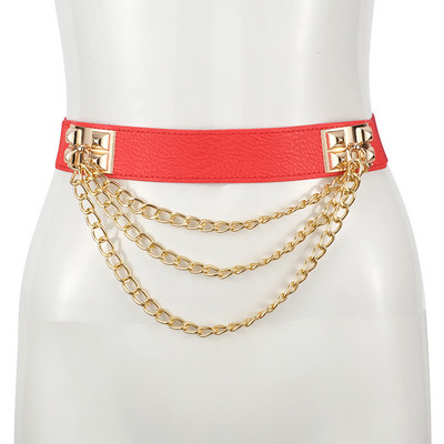 2023. Ženska punk haljina sa zlatnim zakovicama i lancem do struka Ukrašena elastičnim korzetom Ležerni korejski pojasevi za žene Luksuzna dizajnerska marka