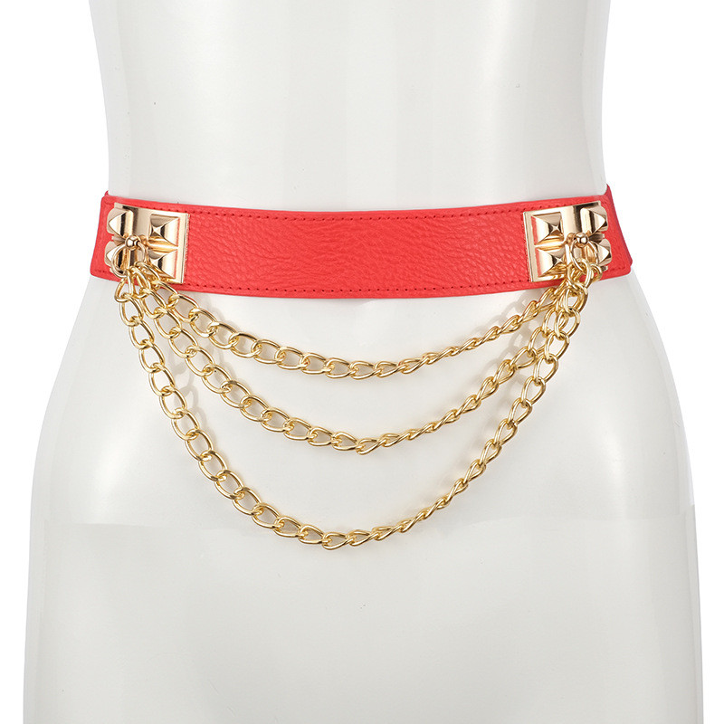 2023. Ženska punk haljina sa zlatnim zakovicama i lancem do struka Ukrašena elastičnim korzetom Ležerni korejski pojasevi za žene Luksuzna dizajnerska marka