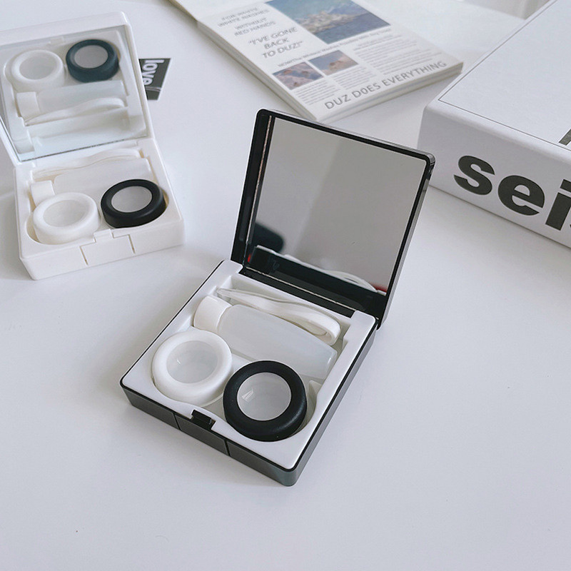 Cutie pentru lentile de contact pentru bărbați, stil minimalist 2021, model zebră și model în carouri, stil unisex