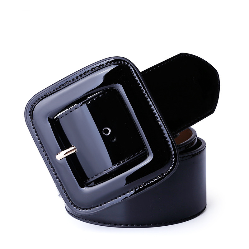 Curele largi de talie din piele strălucitoare pentru femei, centură de talie, modă de lux, pentru femei, cu cataramă pătrată, rochie roșie.