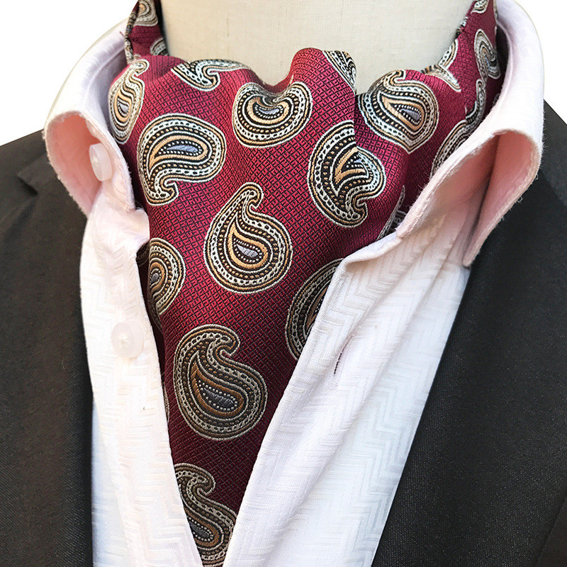 Luksuslikud meeste vintage Paisley ruudulised täpilised pulmalised pidulikud Cravat Ascot lipsud