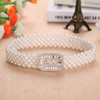 Γυναικείο φόρεμα Waist Art Fashion με RV Rhinestone Inlaid Pearls Ελαστικές γυναικείες ζώνες σχεδιαστές Γυναικείες υψηλής ποιότητας