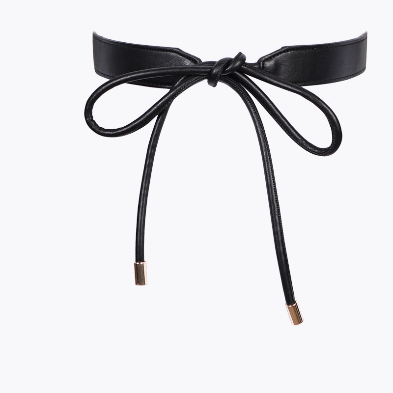 Plus dugi remeni za haljinu Ženska crna jakna s pletenicama s čvorovima Moda za zabavu Djevojka Ukrasite HOT mekanu PU kožu s pojasevima Suknja Kaput