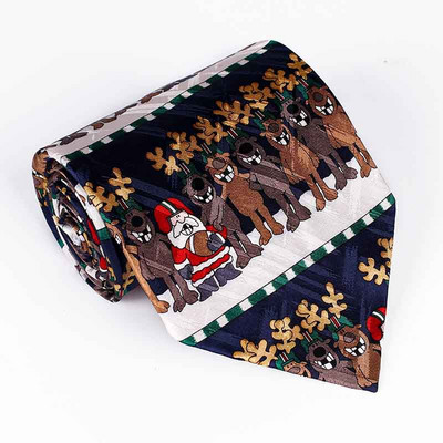 Cravate pentru bărbați tip model de Crăciun 100% poliester cu imprimare desen animat cravată Cadouri de Crăciun pentru bărbați