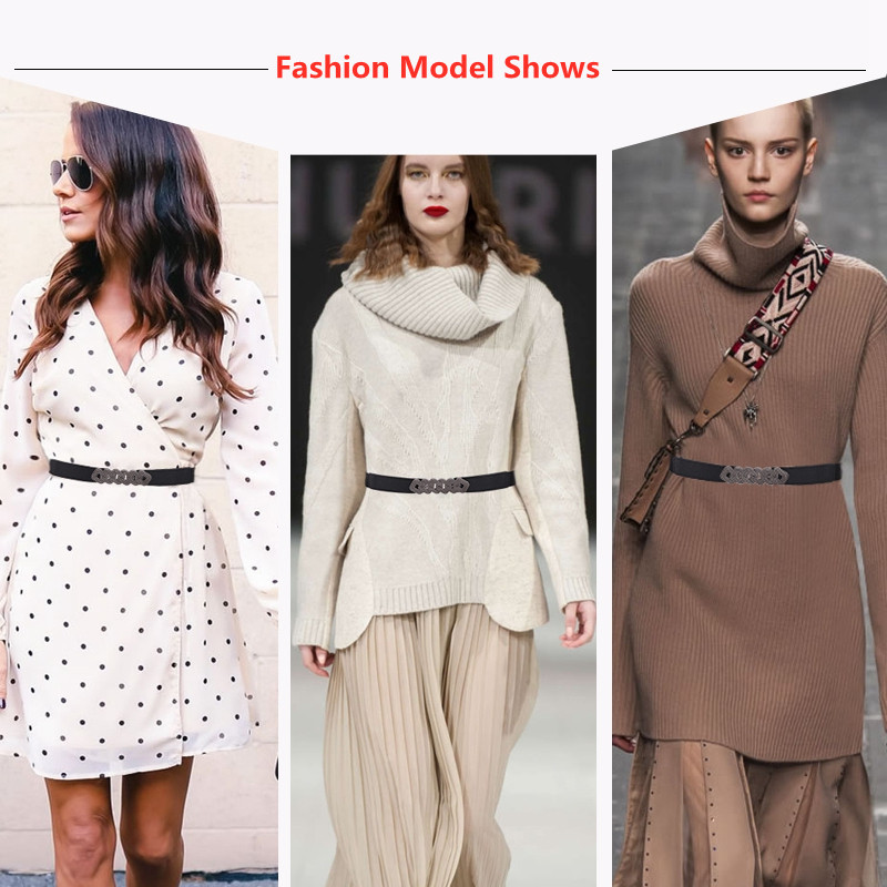 Novi dizajn Elastični pojasevi oko struka za žene Modni tanki rastezljivi pojas Lady Vintage Legure Kopča osobnosti Brtva uskog struka