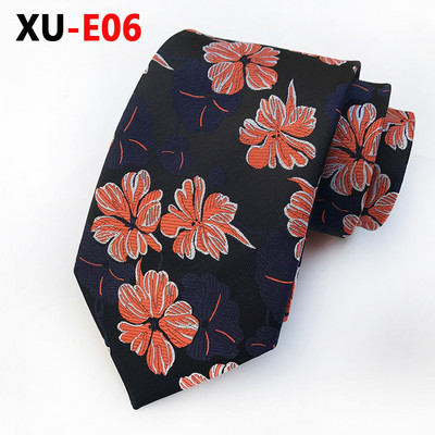 Portocaliu Albastru Floral Cravate Barbati Matase Jacquard Tesute Cravate pentru Barbati Costum Business Cravata Barbat