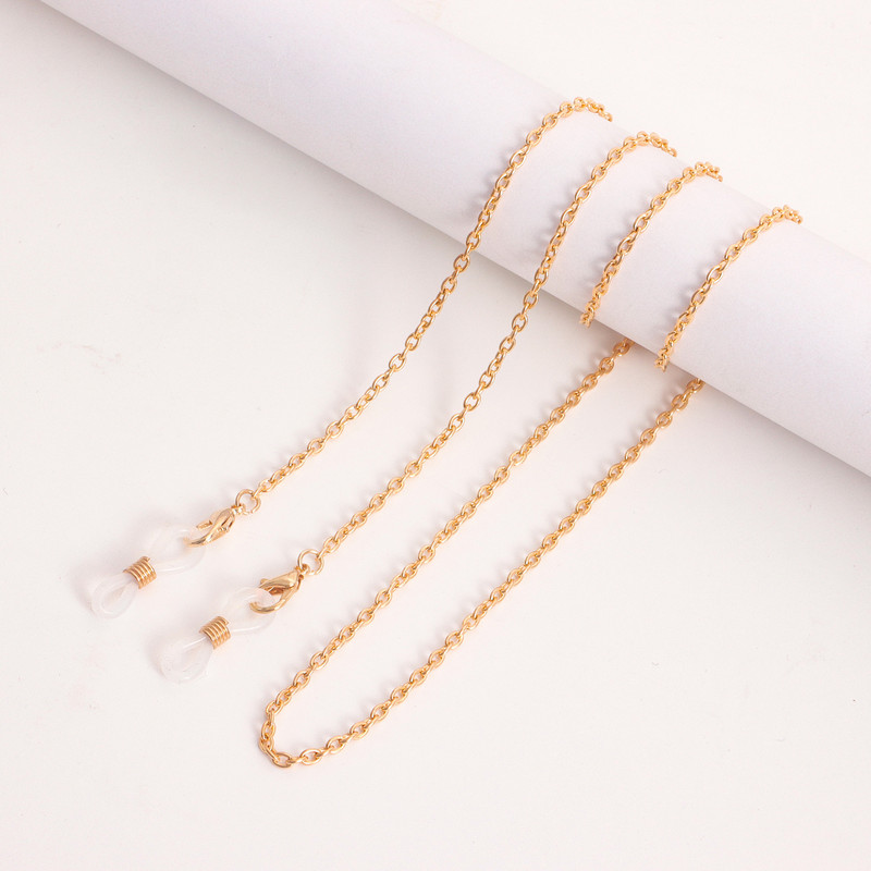 Paprasto stiliaus lydinio grandinėlės akiniai dirželiai moterims aukso sidabro spalvos kaukės laikiklis dirželis nuo praradimo 2022 m. madingi papuošalai Nauja