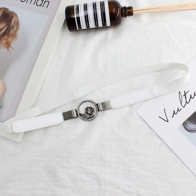 Divatos női öv rugalmas derékpánt Rózsa virág fekete kör csat kis övek vékony Cummerbund női ajándékok